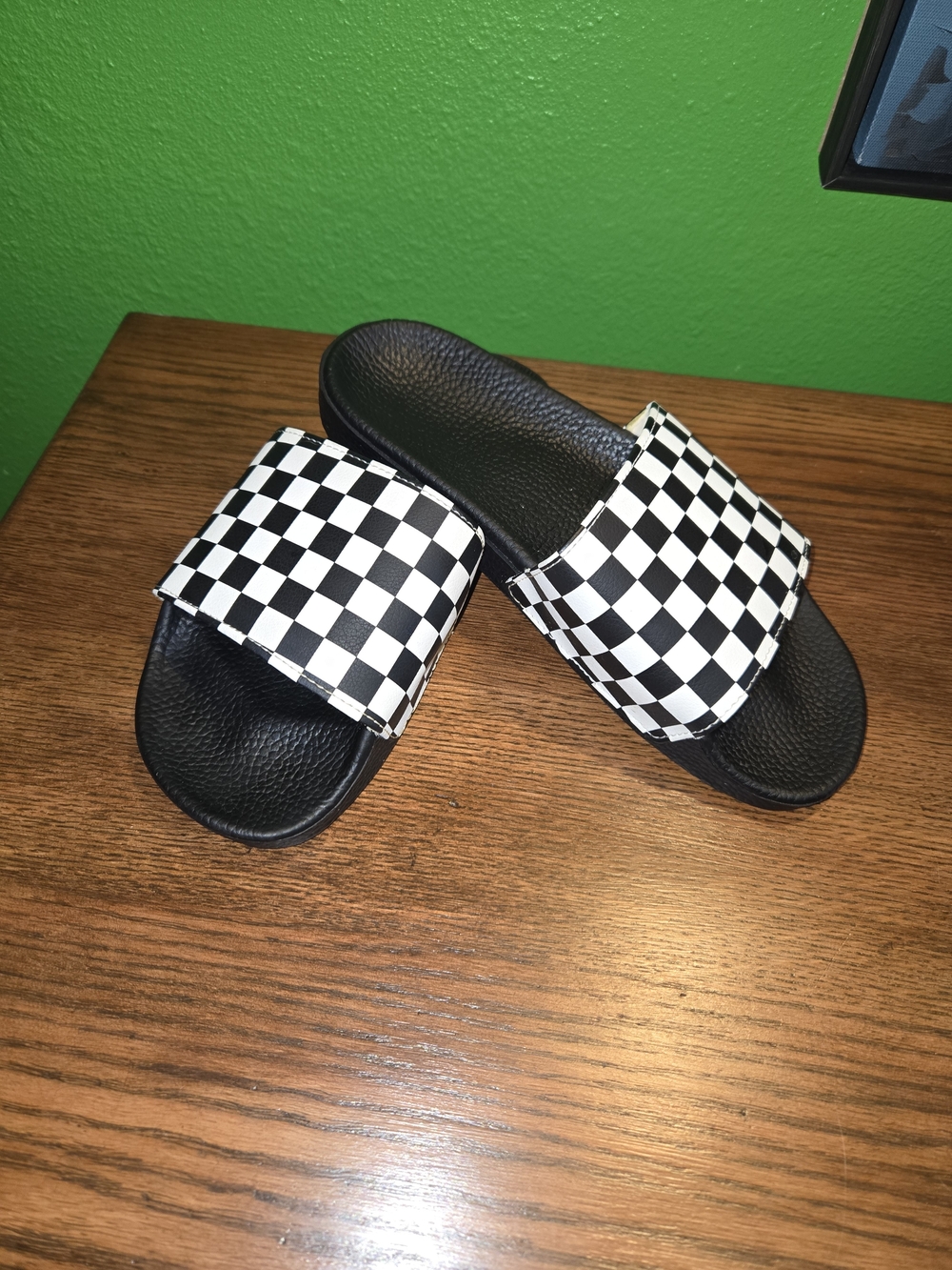 Vans Black & White Check Slide Sandals
